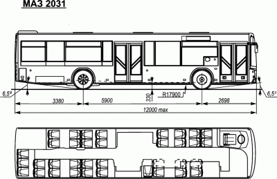 Чертеж автобуса МАЗ-2031