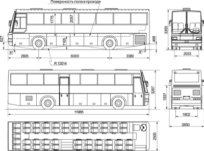 Чертеж автобуса МАЗ-152