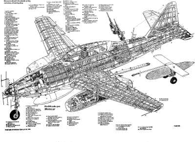 Компоновочная схема Messerschmitt Me.262B-2/U2