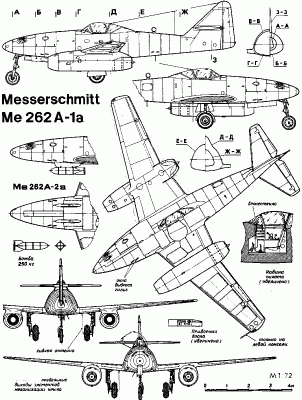 Чертеж Messerschmitt Me.262A1-A