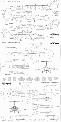 Чертеж истребителя Lockheed F-104