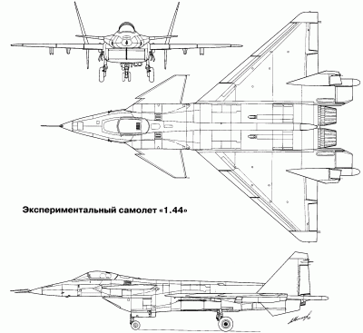 Чертеж МиГ-1.44 МФИ