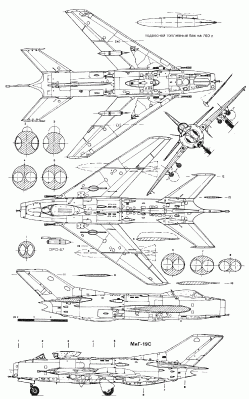 Чертеж МиГ-19