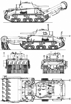 Чертеж M4A4 Sherman Crab MK II