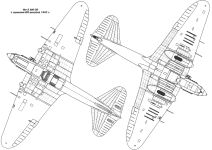 Чертеж Ил-2 АМ-38 с пушками ВЯ 1942 г.