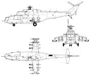 Чертеж вертолета Ми-24А