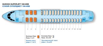 Компоновка салона Sukhoi Superjet 100-95B