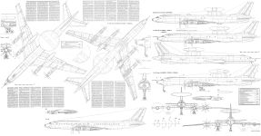Чертеж самолёта дальнего радиолокационного обнаружения (ДРЛО) Ту-126