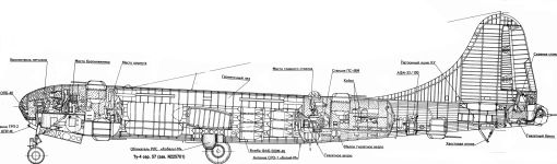 Компоновка бомбардировщика Ту-4