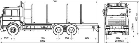 Чертеж лесовоза 6х4 МАЗ 6303