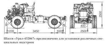 Чертеж шасси Урал-432067