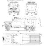 Чертеж. Автомобиль технической службы московского управления пожарной охран на базе автоцистерны ПМЗМ-3 (шасси ЗИЛ-151)