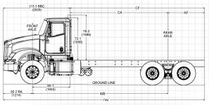 Чертеж грузовика International HX615