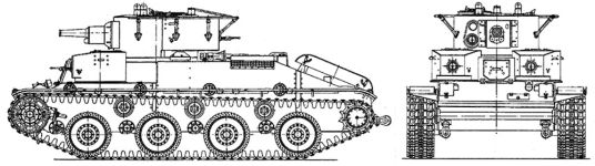 Чертеж среднего танка Т-29 с пушкой ПС-3
