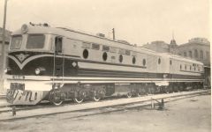 Тепловоз ТЭ30-001 на выставке у Рижского вокзала, Москва, 1961 год