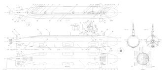 Чертеж подводной лодки типа Seawolf